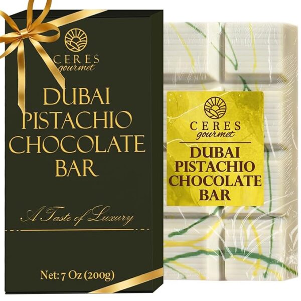 Dubai Pistachio Kunafa Chocolate Bar – White Chocolate Gourmet (200g)